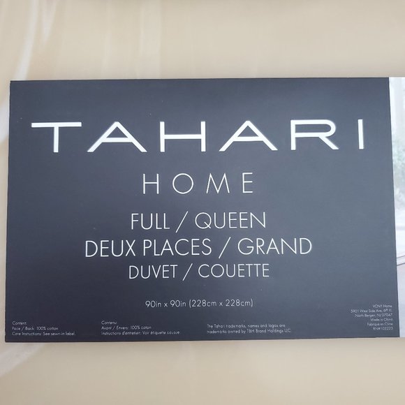 TAHARI Home Full/Queen 100% Cotton Moss Bright White Duvet - Picture 8 of 10